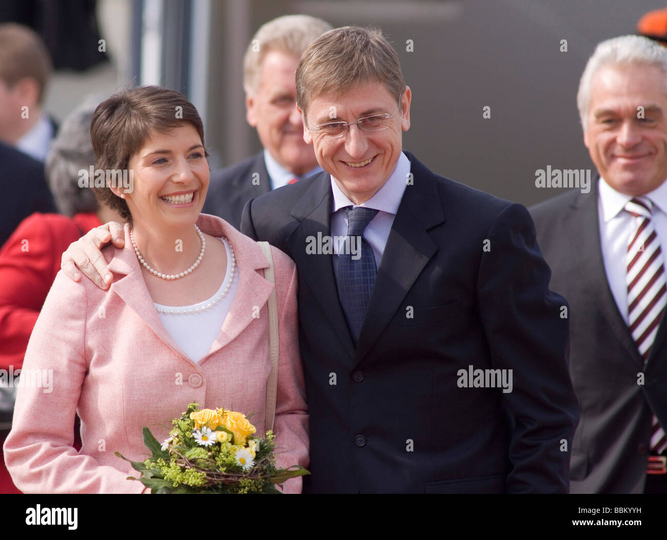 Hungarian delegation with Prime Minister Ferenc Gyurcsány and his wife Klara Dobrev and Heribert Rech, interior minister of Bad Stock Photo