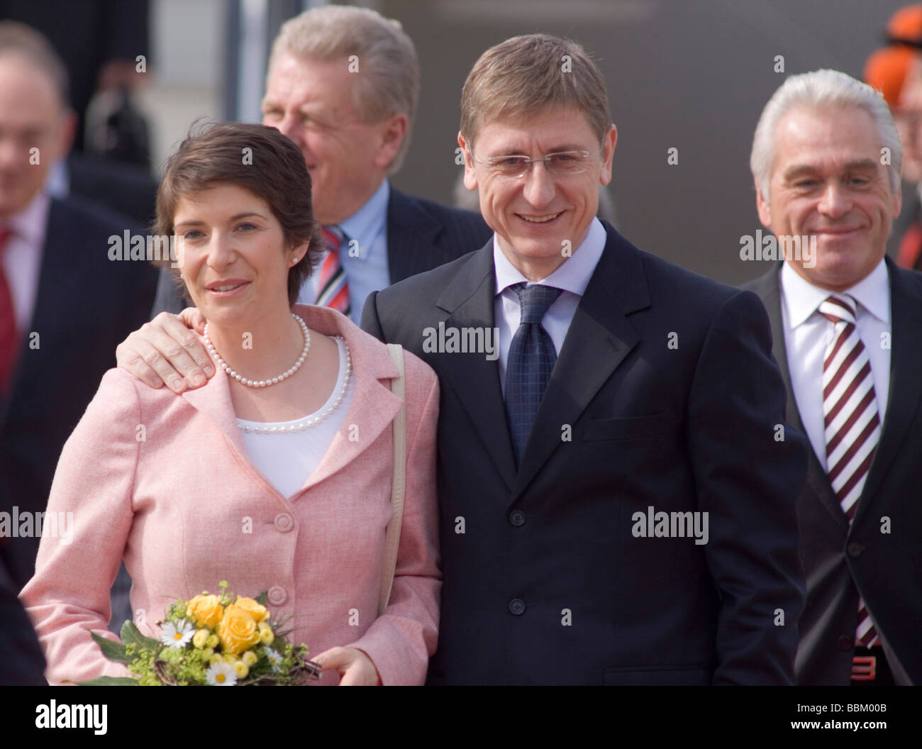 Hungarian delegation with Prime Minister Ferenc Gyurcsány and his wife Klara Dobrev and Heribert Rech, interior minister of Bad Stock Photo