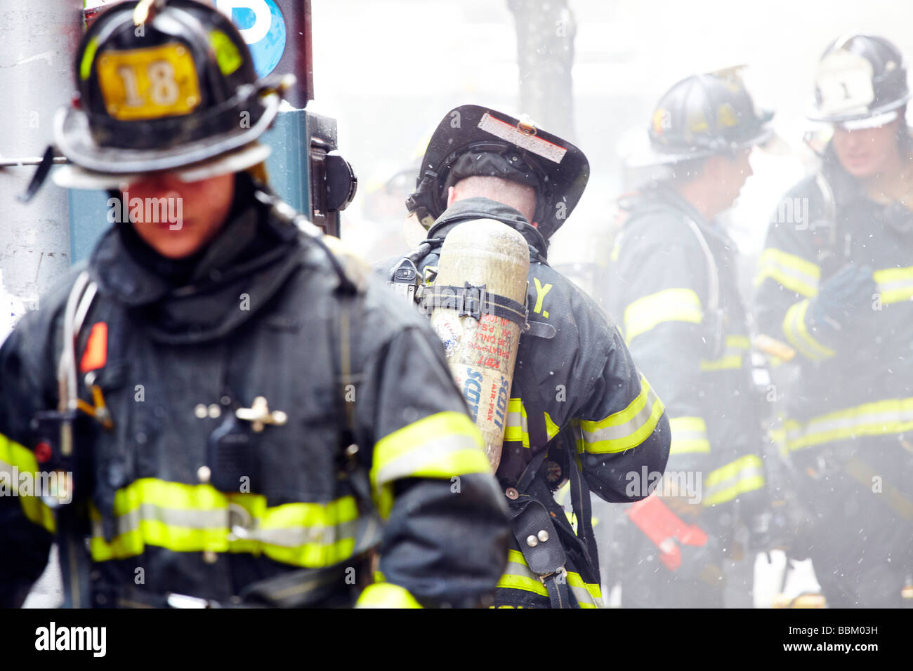 firefighters in action, New York Stock Photo Alamy