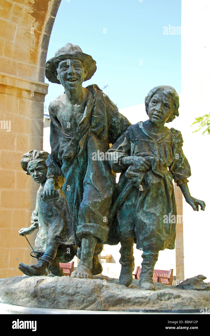 MALTA. 'Les Gavroches' sculpture by Maltese sculptor Antonio Sciortino