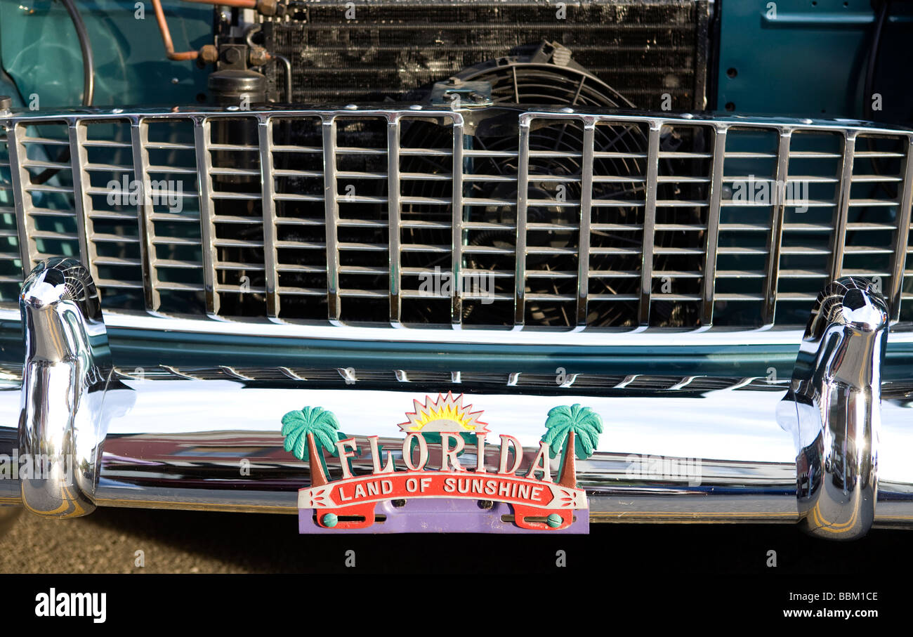 Classic American car with Florida vanity plate Stock Photo