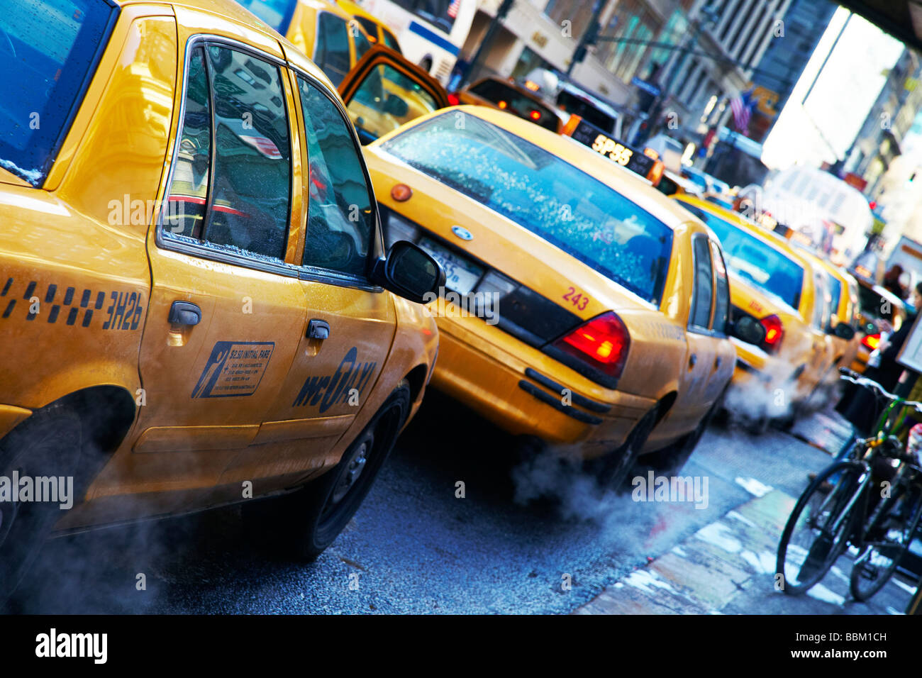 yellow taxi,, New York taxis, New York Stock Photo