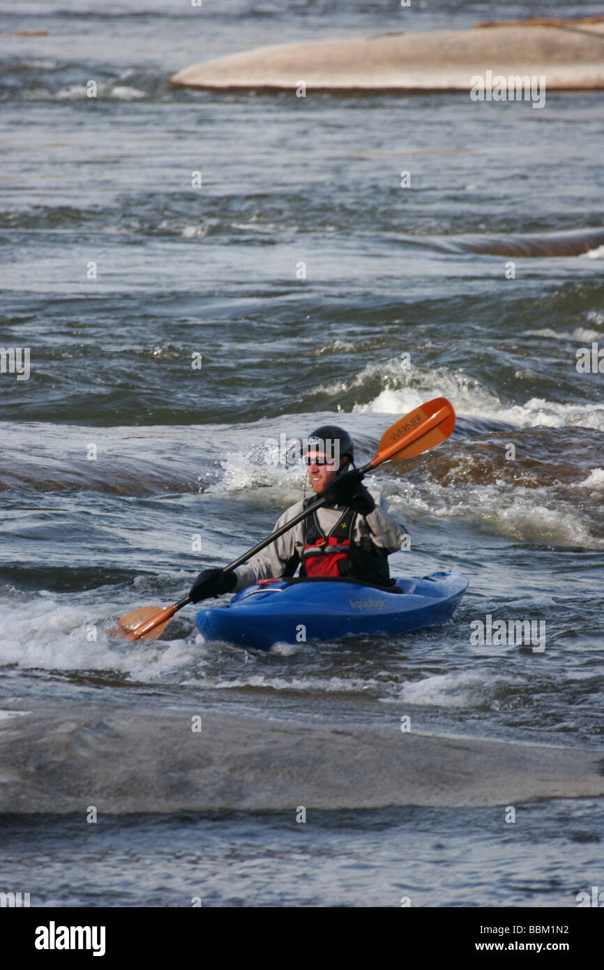 Kayaker on the James river, Richmond Virginia Stock Photo Alamy