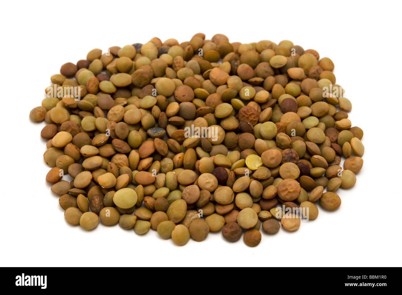 Lentils on a white background Stock Photo