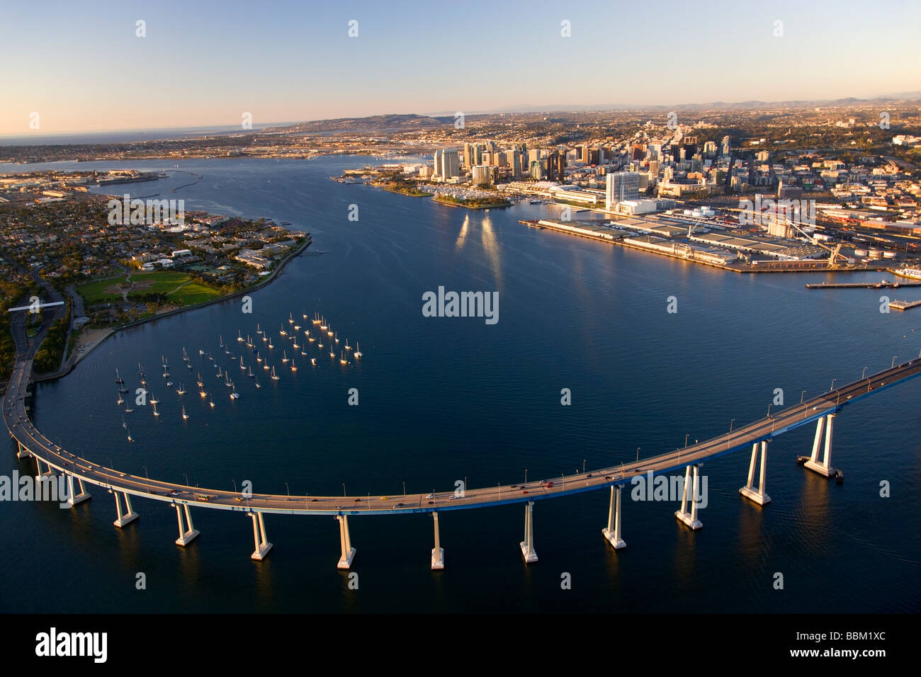 Coronado Bridge and downtown San Diego California Stock Photo
