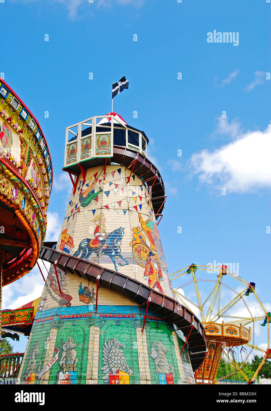 a traditional british fairground in cornwall,uk Stock Photo