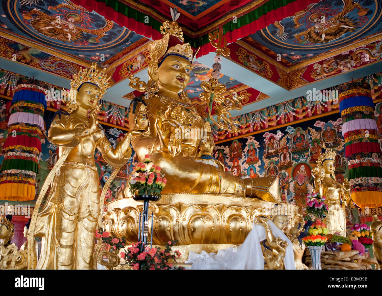 A Golden Buddha Namdroling Tibetan Monastery Bylakuppe Koorg Karbataka India Stock Photo
