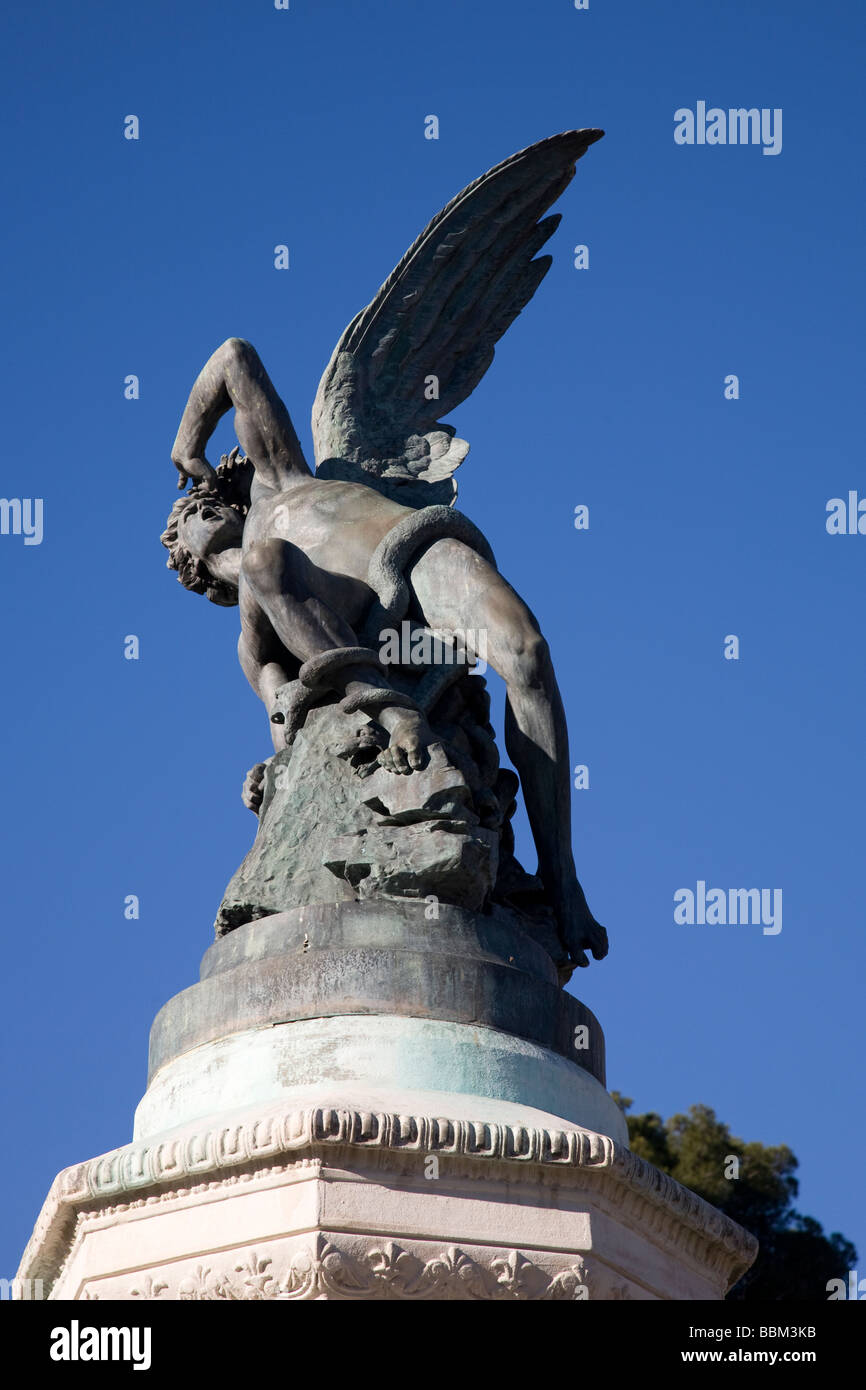 The Fallen Angel Statue, Retiro Park, Madrid, Spain Stock Photo