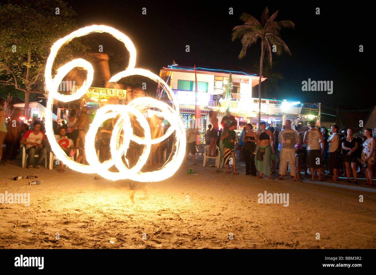 New Year's party, fullmoonparty at Haad Rin beach in the south of the Thai island Ko Phangan, Haad Rin, Surat Thani, Thailand Stock Photo