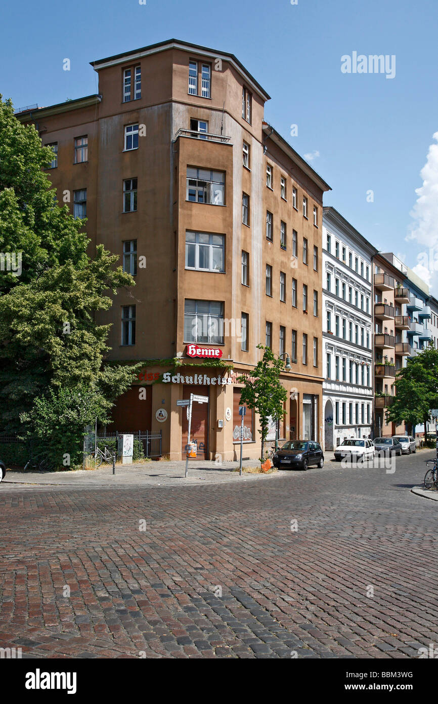 Old building with the restaurant Henne in Waldemar street in Berlin, Germany Stock Photo