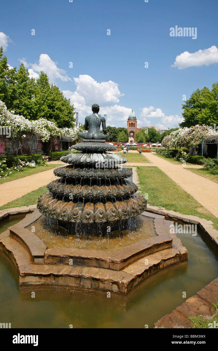 Indian fountain, Luisenstaedtischer Canal, Berlin, Germany Stock Photo