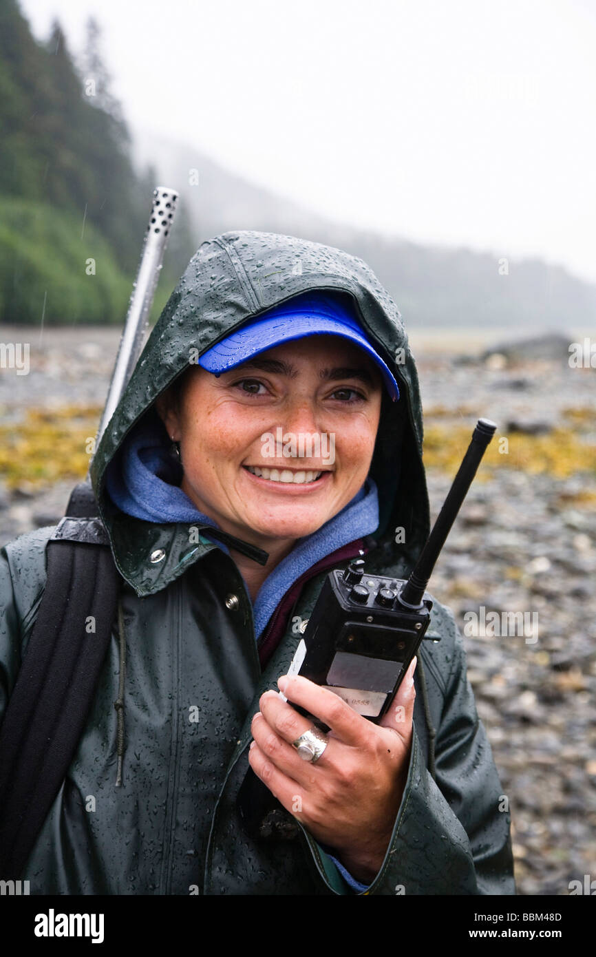 Female ranger of Pack Creek, Admiralty Island National Monument, Admiralty Island, Inside Passage, Alaska, USA, North America Stock Photo