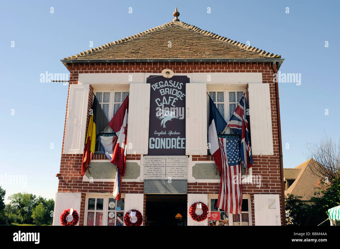 D Day Cafe Gondree Pegasus bridge Ranville Benouville Calvados Normandie Normandy France First French house free WWII Stock Photo