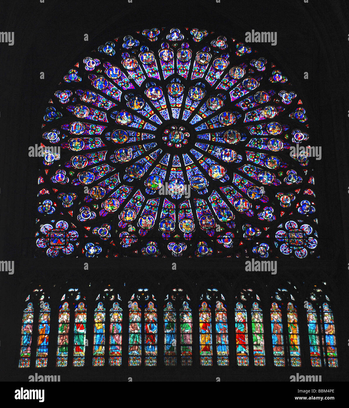 Notre-Dame stained glass window Stock Photo - Alamy