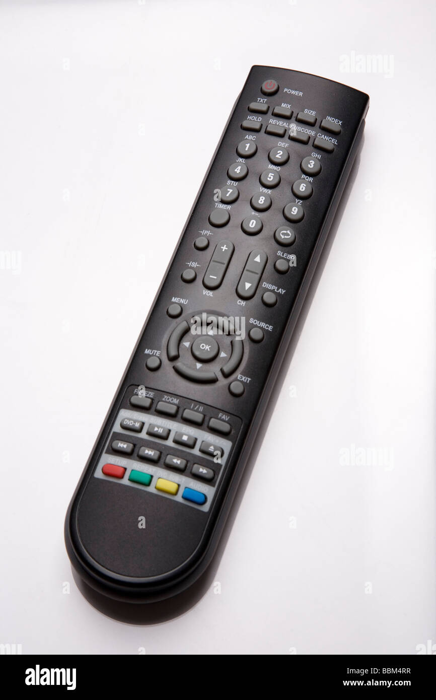 Close up studio portrait of a T.V remote control Stock Photo Alamy