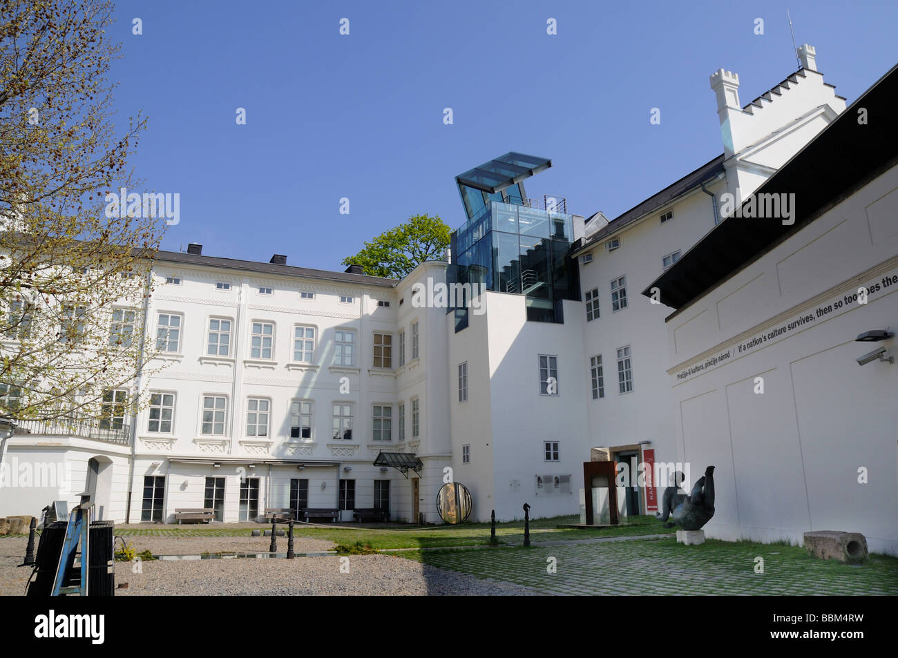 Museum of Modern Art and Watermill on Kampa Island in Prague capital of the Czech Republic Stock Photo