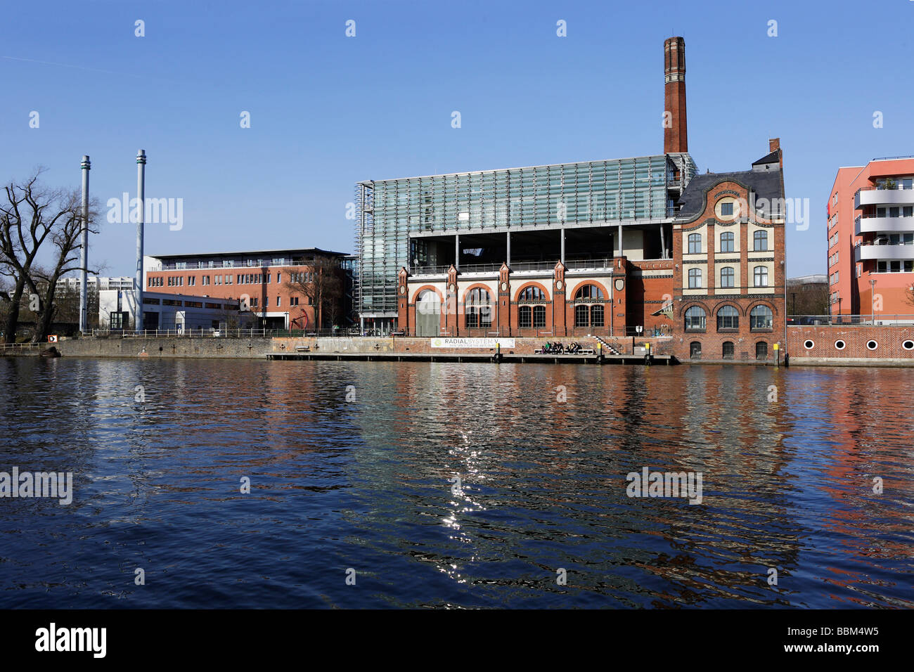 Radialsystem V, cultural venue and Ibis Hotel on the Spree River, Berlin, Germany, Europe Stock Photo