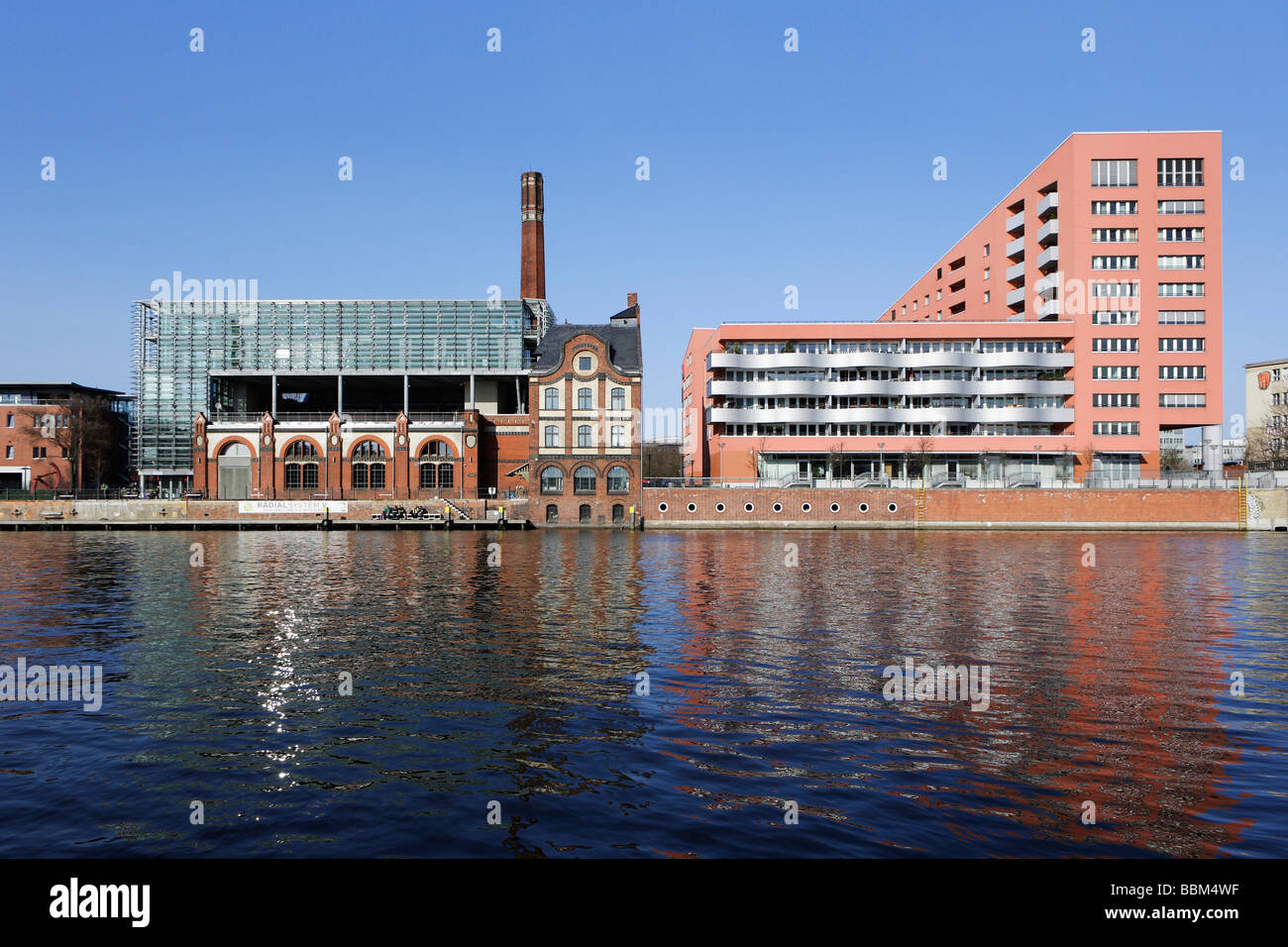 Radialsystem V, cultural venue and Ibis Hotel on the Spree River, Berlin, Germany, Europe Stock Photo