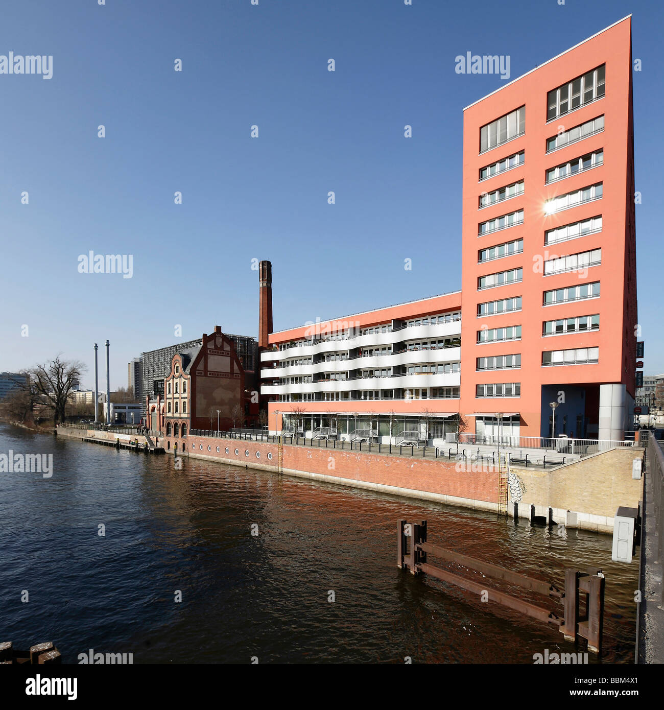 Radialsystem V, cultural venue and Ibis Hotel on the Spree River, Berlin, Germany, Europe Stock Photo