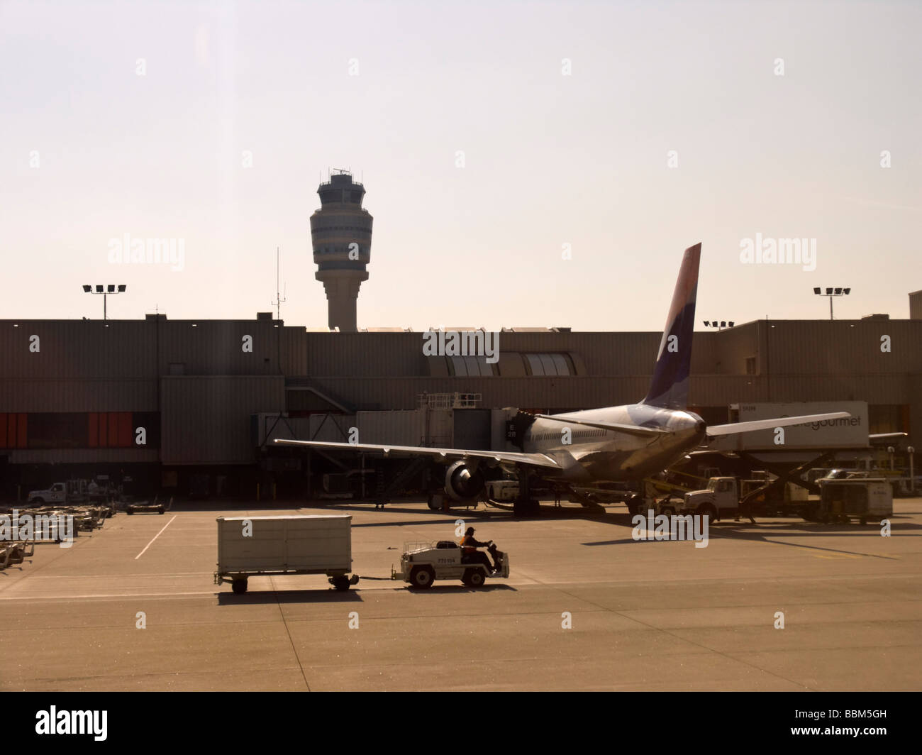 Comercial Aviation, airlines on grond at airport. Stock Photo