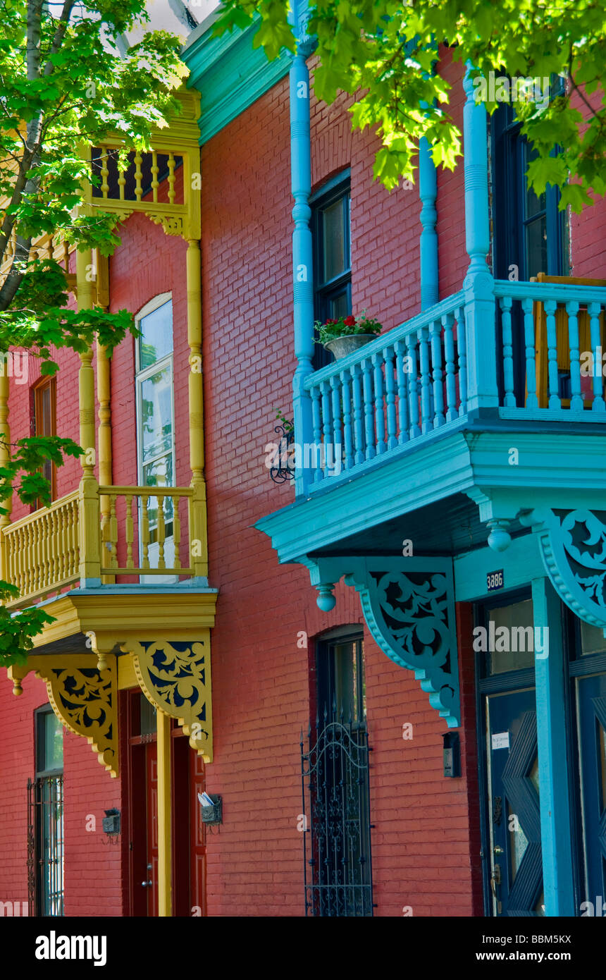 Colorful houses in Plateau Mont Royal Montreal Stock Photo