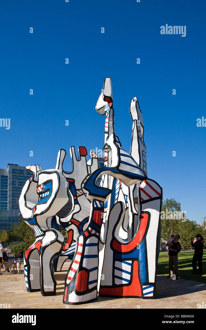 Houston, TX:  The colorful sculpture Monument Au Fantome by Jean Dubuffet  in Discovery Green, downtown's newest park. Stock Photo