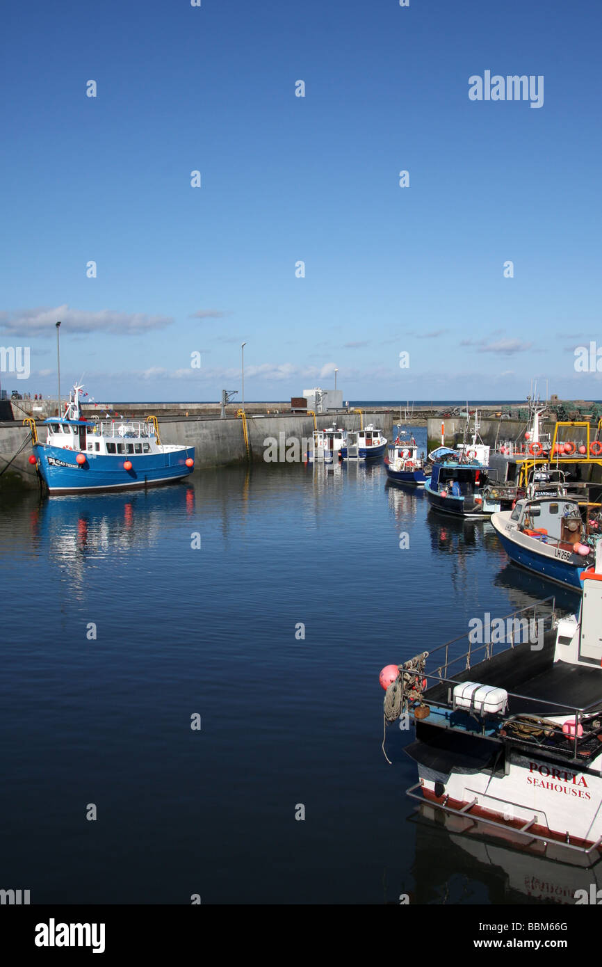 Seahouses harbour fishing boats northumberland hi-res stock photography ...