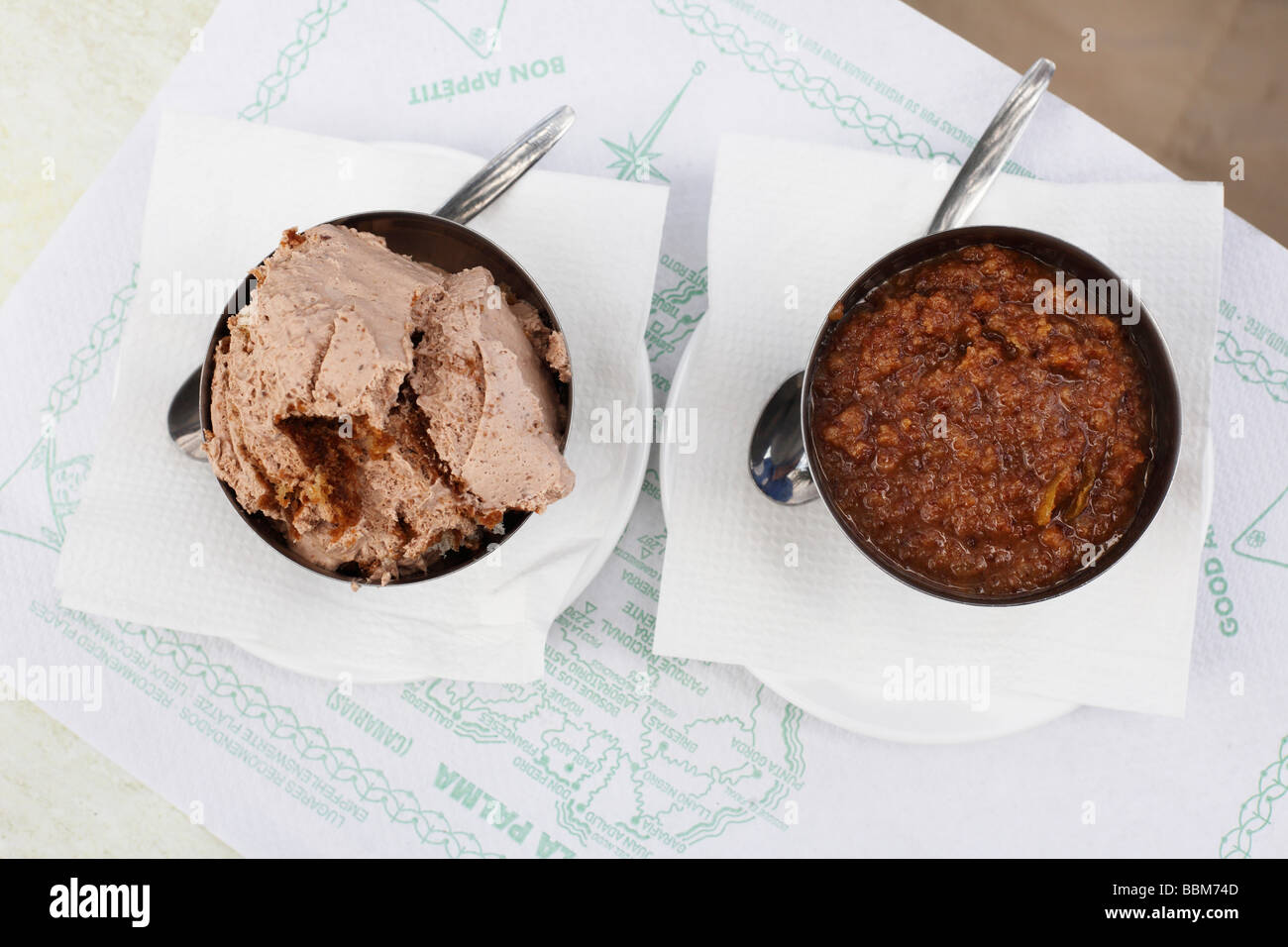 Desserts, "Principe Alberto" and "bienmesabe", La Palma, Canary Islands, Spain Stock Photo
