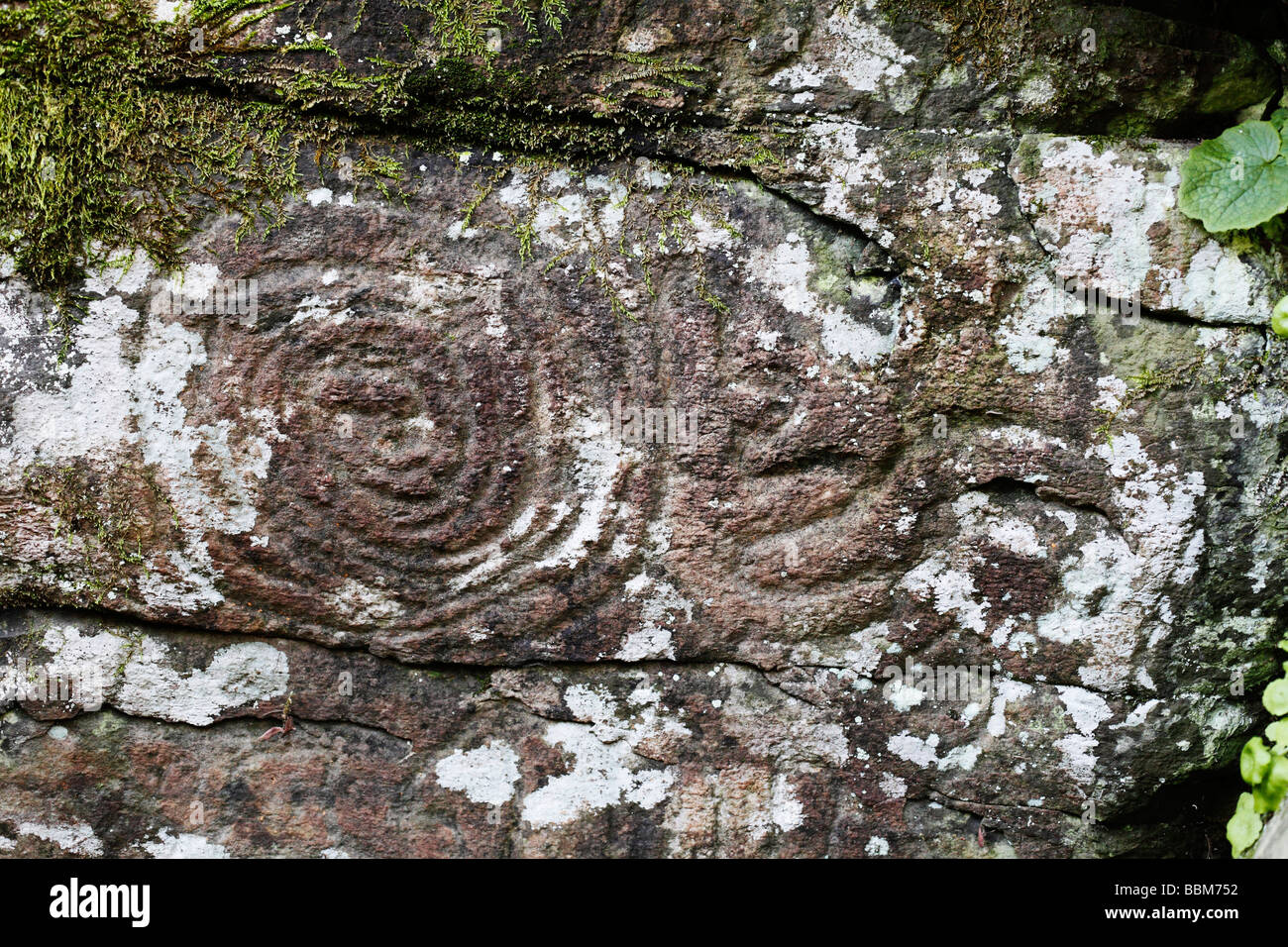 Rock drawing, petroglyphes in La Zarza, La Palma, Canary Islands, Spain Stock Photo