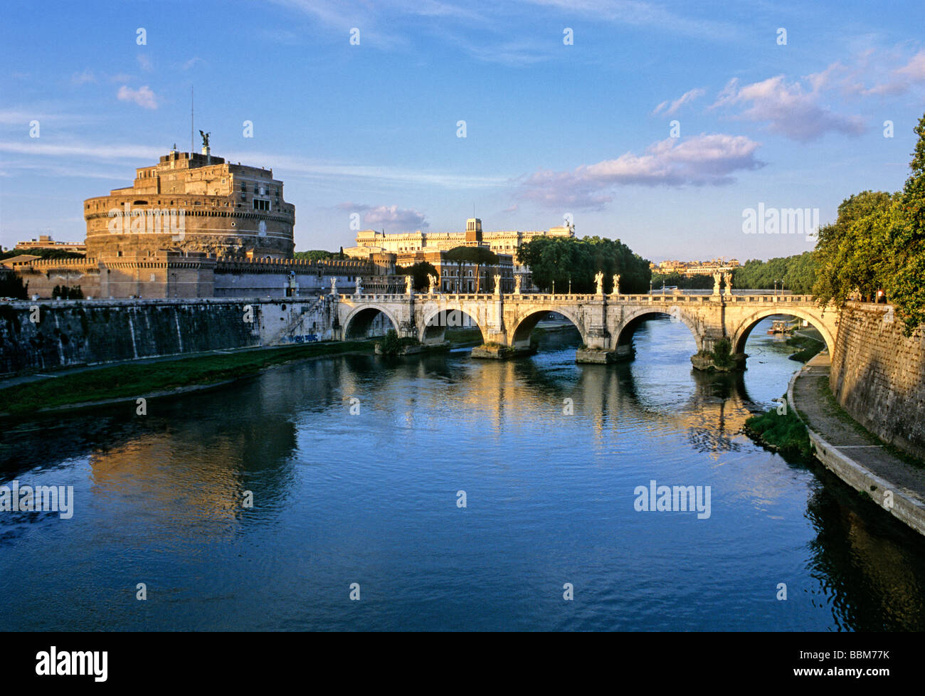 Castel Sant'Angelo, Bridge of Angels, Tiber River, Rome, Latium, Italy, Europe Stock Photo