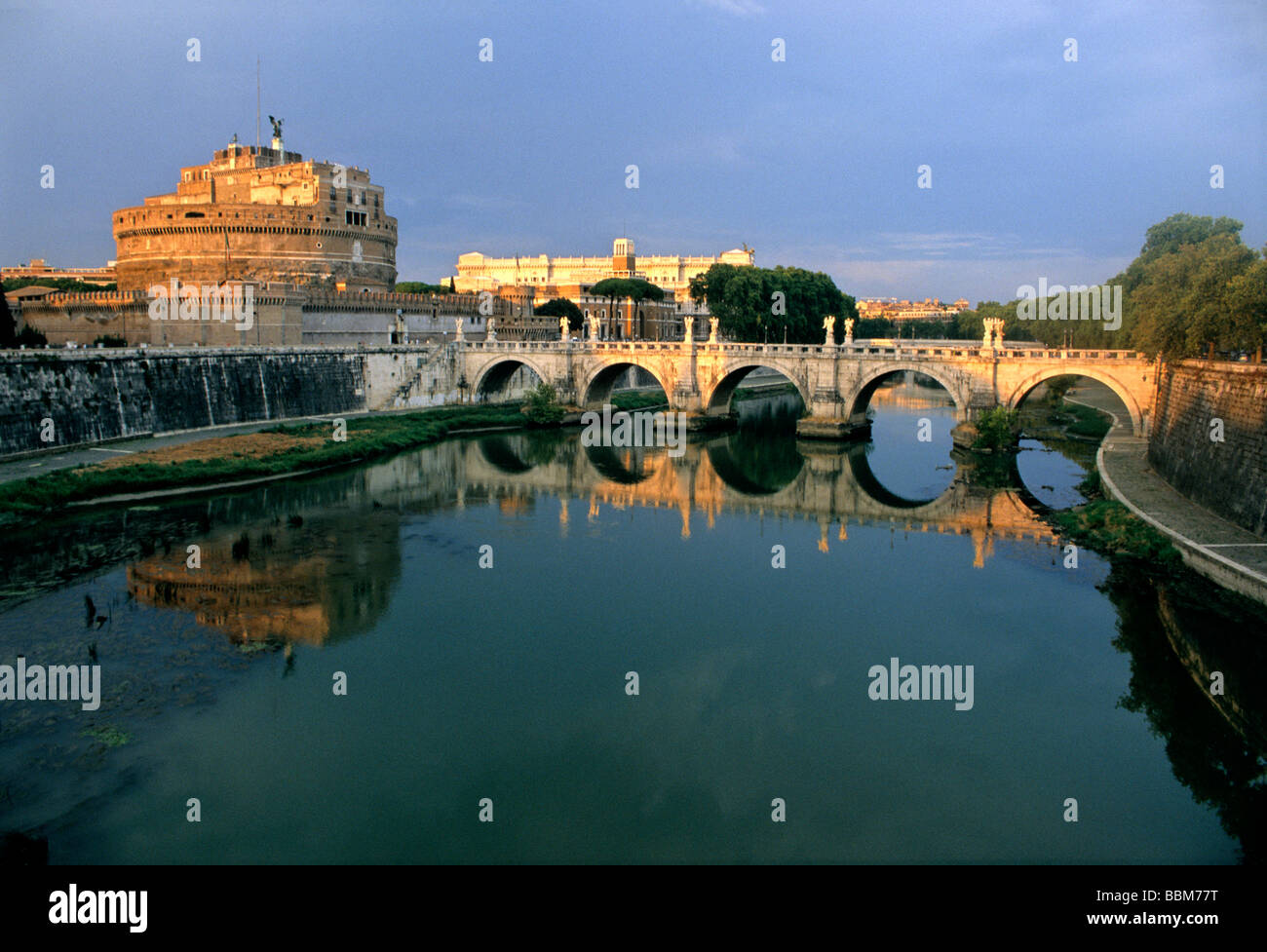Castel Sant'Angelo, Bridge of Angels, Tiber River, Rome, Latium, Italy, Europe Stock Photo