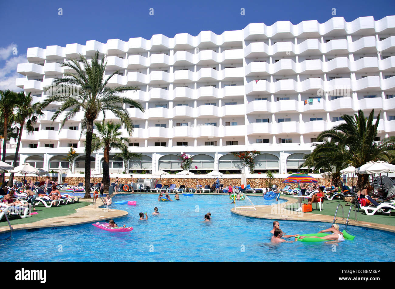 Swimming pool, Marina Corfu/Skopios Hotel, Cala Egos, Cala d’Or, Santanyi Municipality, Mallorca, Balearic Islands, Spain Stock Photo