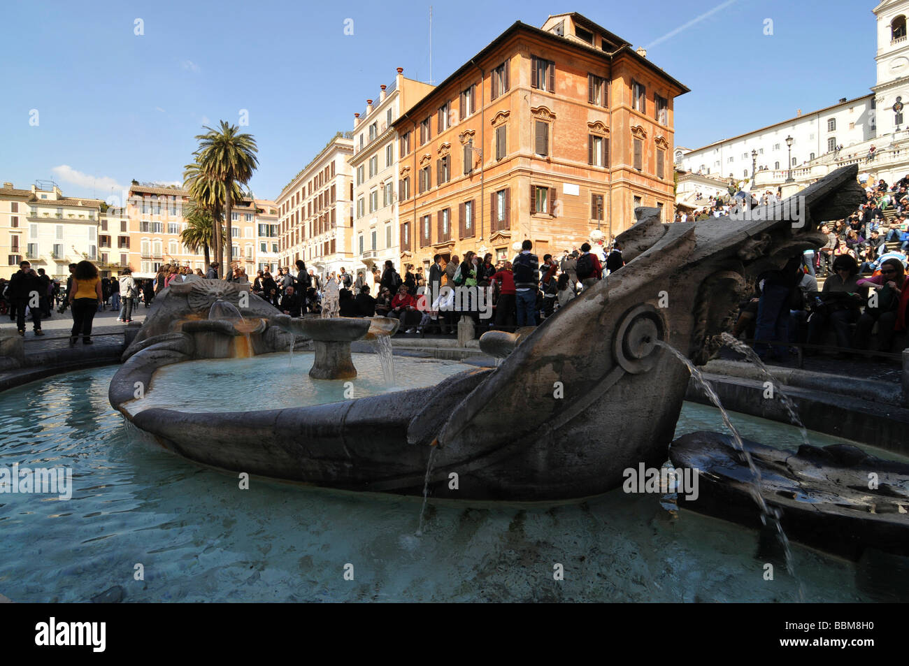Fountain, Fontana della Barcaccia, Piazza di Spagna Square, historic centre, Rome, Italy Stock Photo