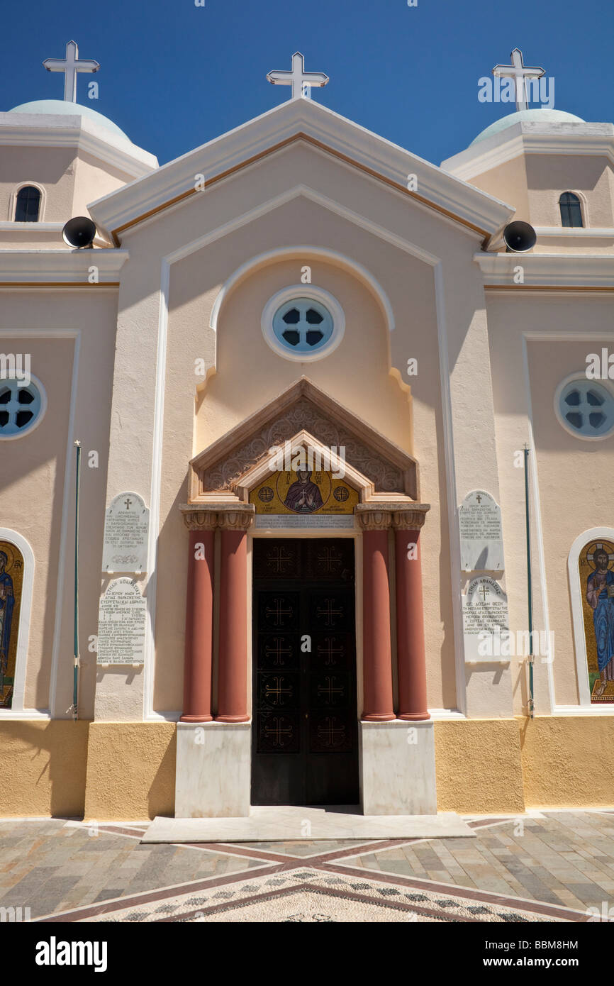 A colourful Greek church in the sun on Kos, Greece Stock Photo