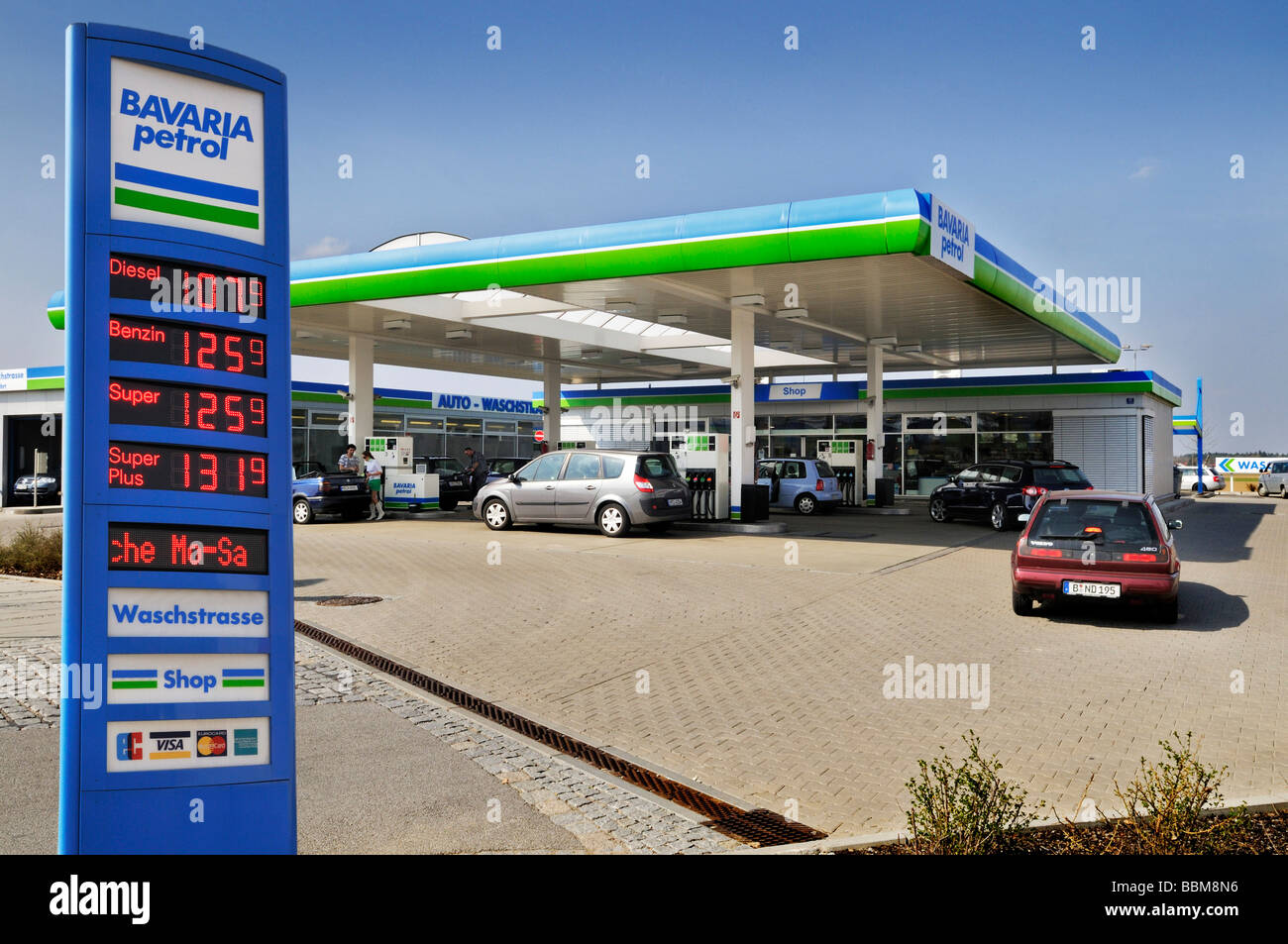 Bavaria petrol station, Munich, Bavaria, Germany, Europe Stock Photo