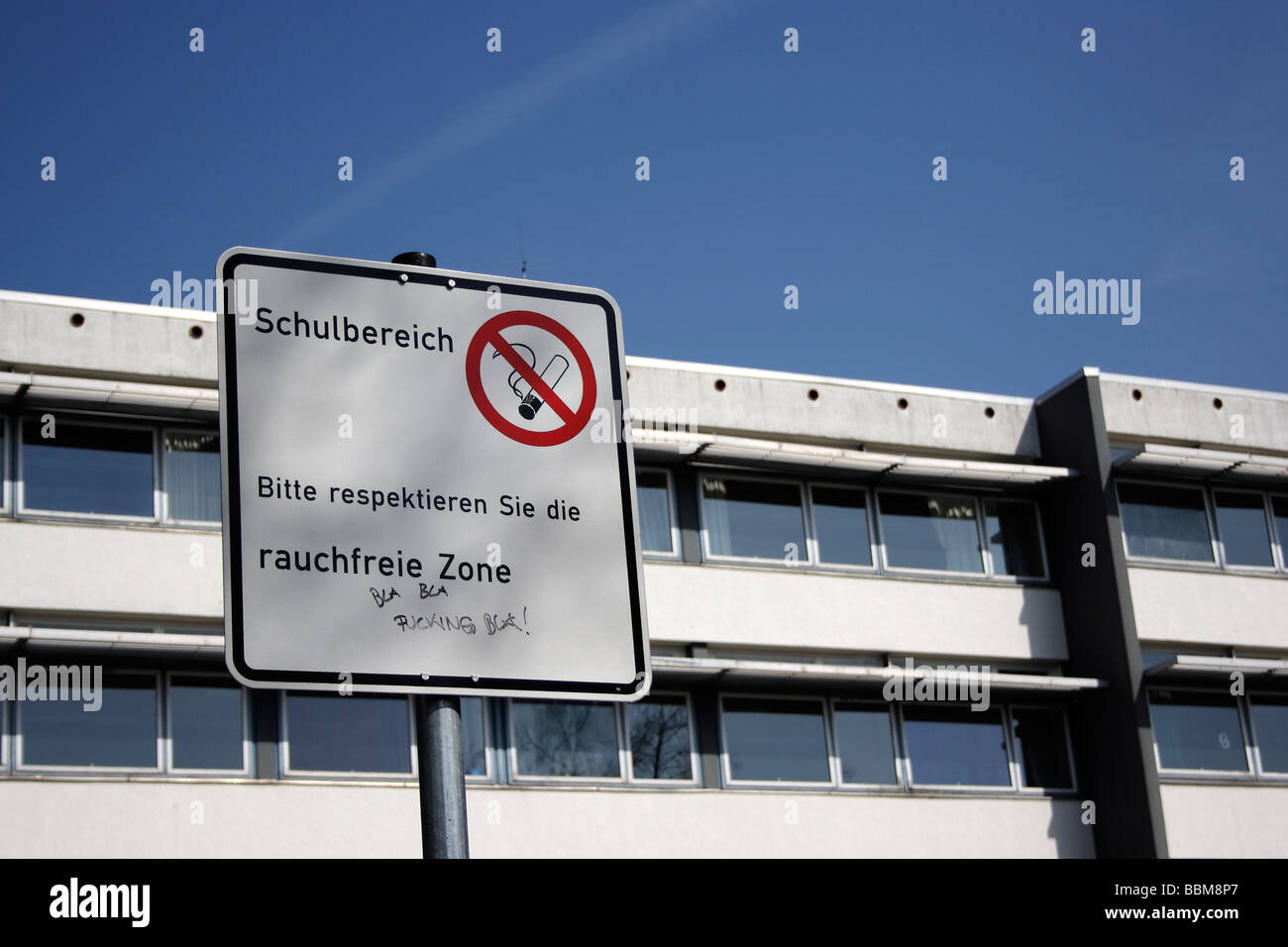 No-smoking-zone at the Wieland secondary school in Biberach an der Riss, Upper Swabia, Baden-Wurttemberg, Germany, Europe Stock Photo