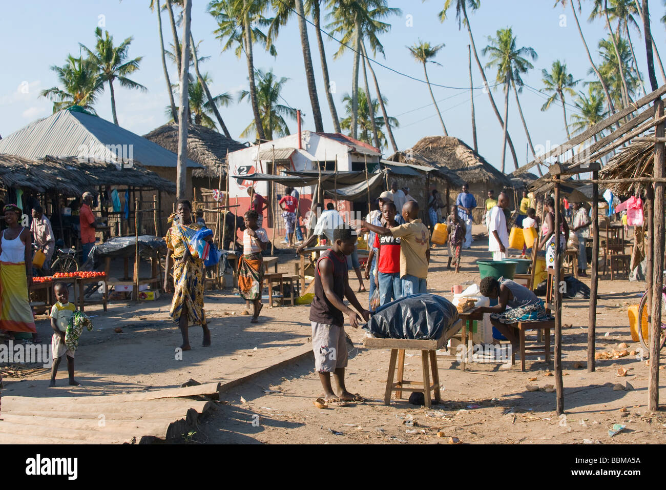 Market street in a village on the outskirts of Quelimane Mozambique Stock Photo