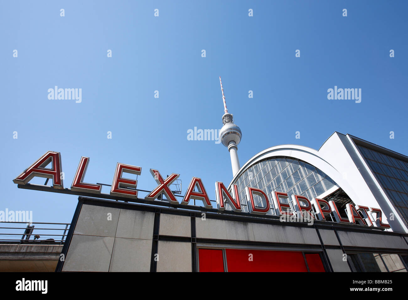 Alexanderplatz train station and Fernsehturm TV tower, Berlin, Germany, Europe Stock Photo