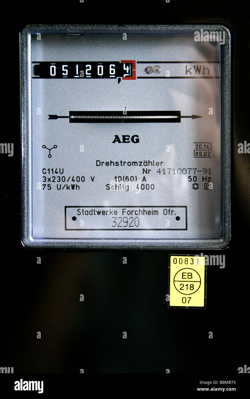 AEG electricity meter, Stadtwerke Forchheim, public utility company, Forchheim, Bavaria, Germany, Europe Stock Photo