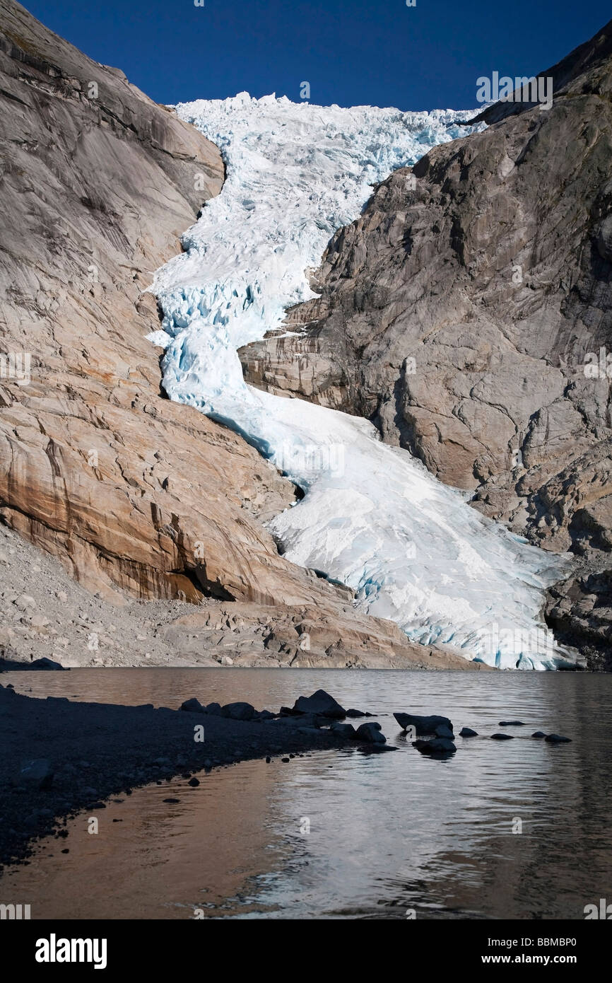 Briksdalsbreen, a glacier tongue of the Jostedalsbreen, Sogn og Fjordane, Norway Stock Photo