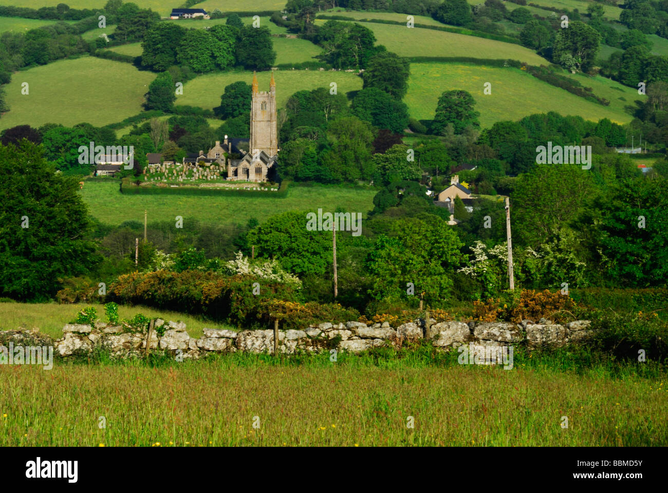 View of the Church in widdecombe in the moor in Dartmoor National Park Devon England UK Stock Photo