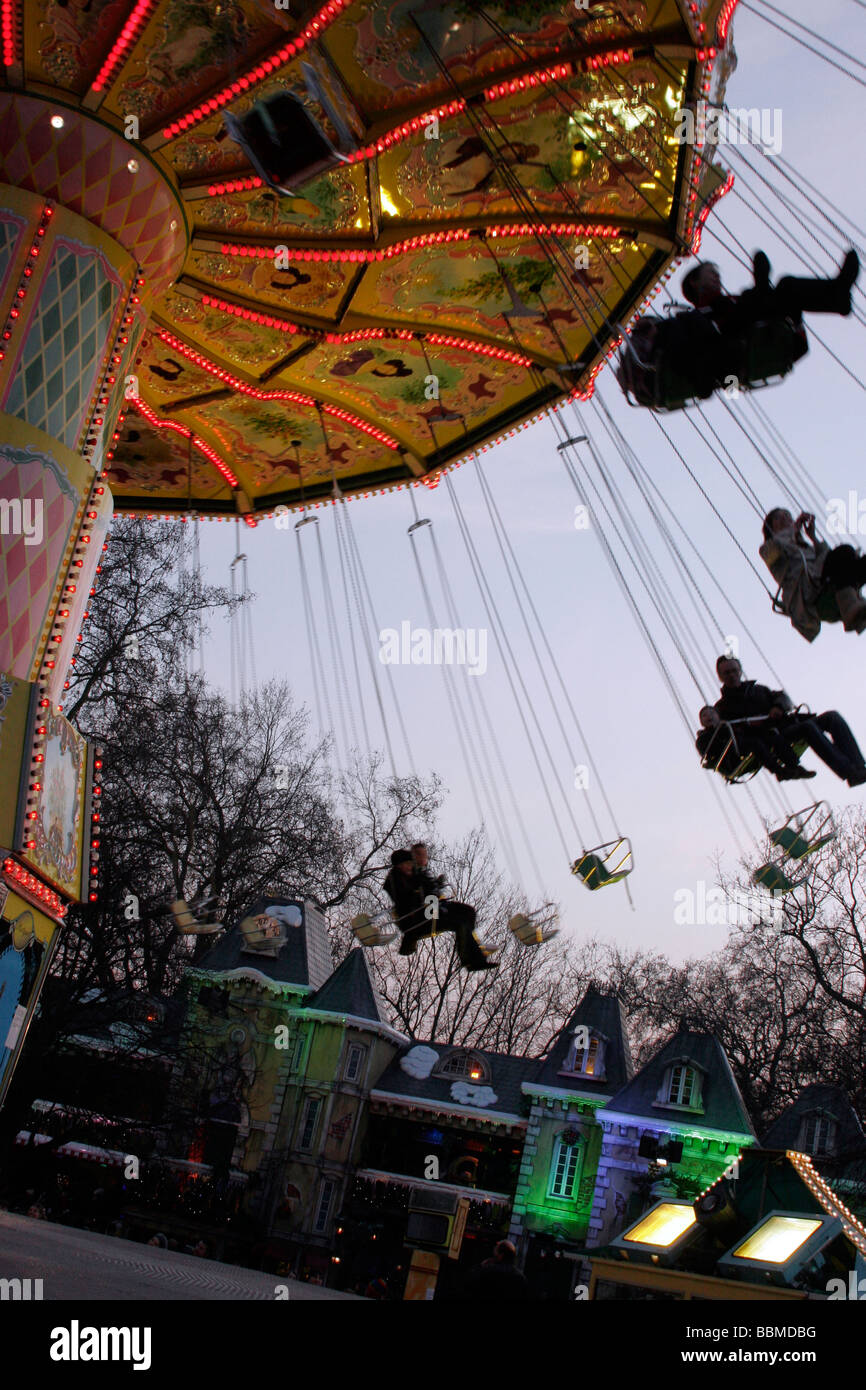 Fairground ride at the Winter Wonderland event in London's Hyde Park Stock Photo