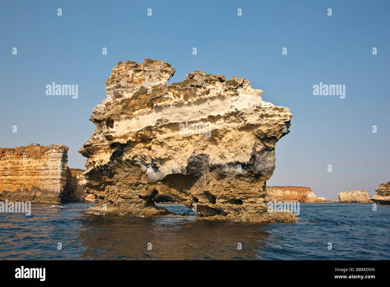 Australia, Victoria. Limestone stacks in the Bay of Islands, off the
