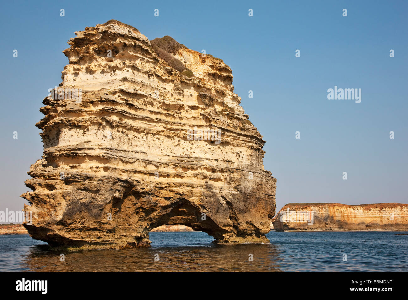 Australia, Victoria. Limestone stacks in the Bay of Islands, off the