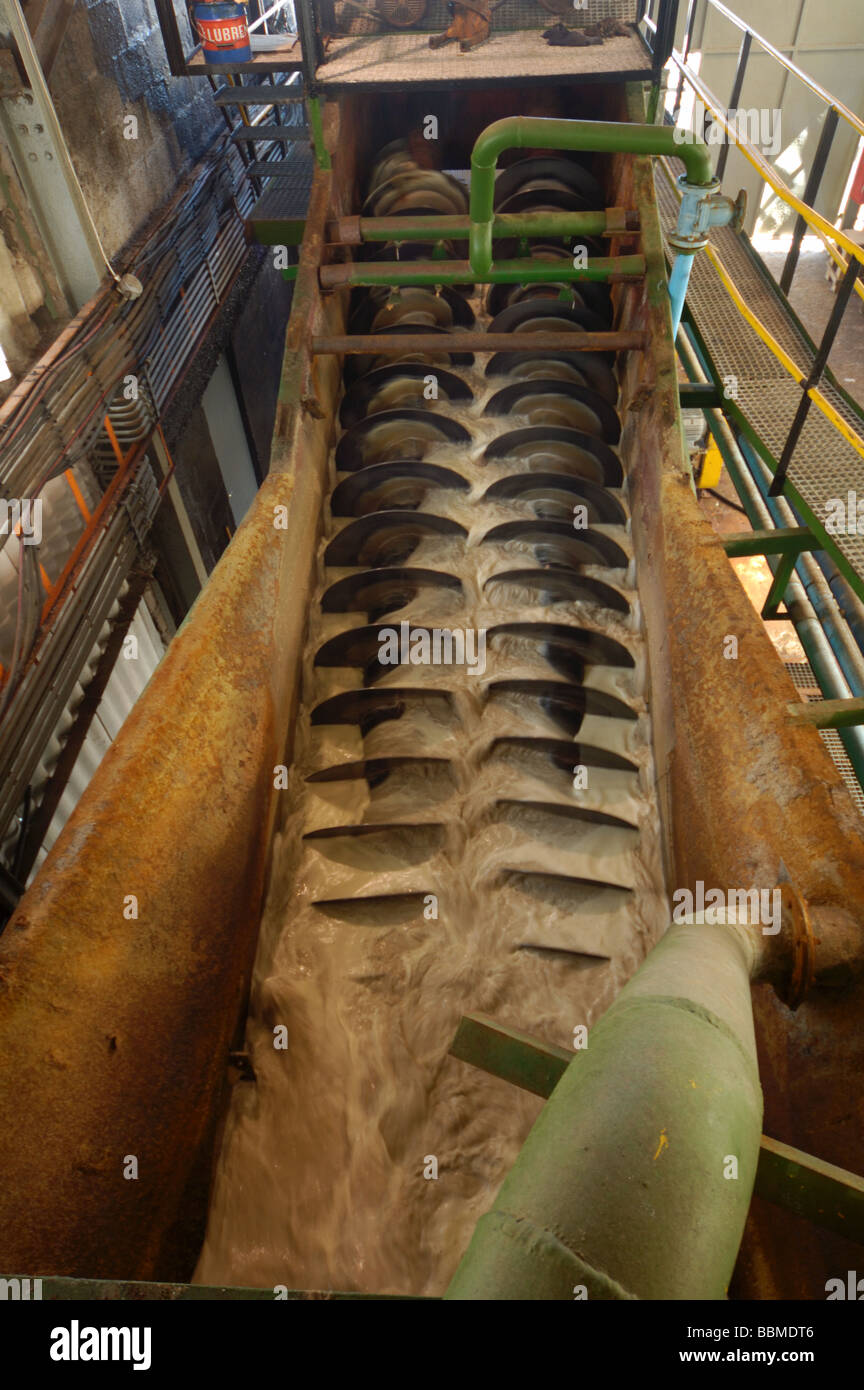 Salt from evaporated sea water in washing plant Stock Photo Alamy