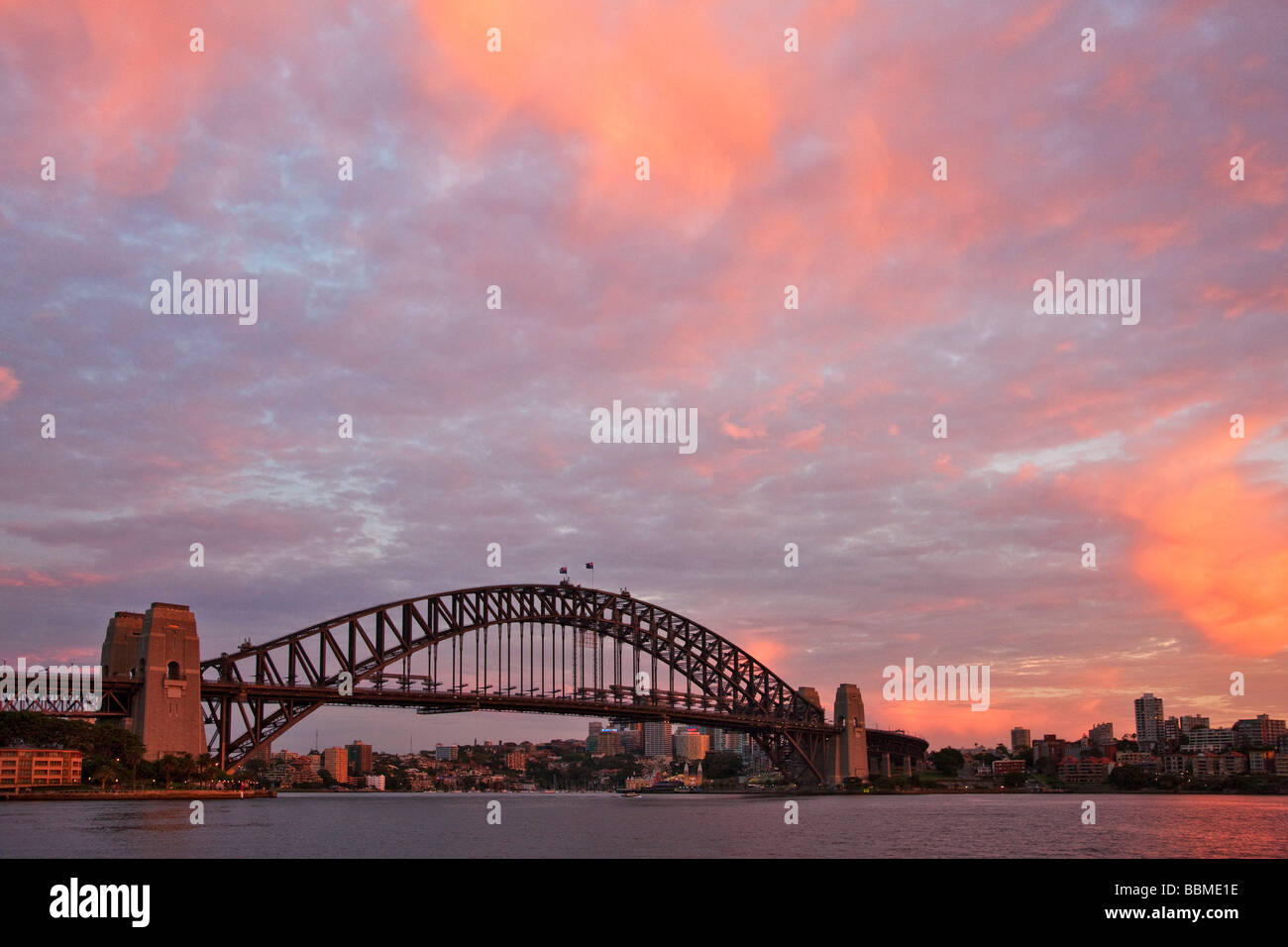 Australia New South Wales. Sydney Harbour Bridge at sunrise. Stock Photo
