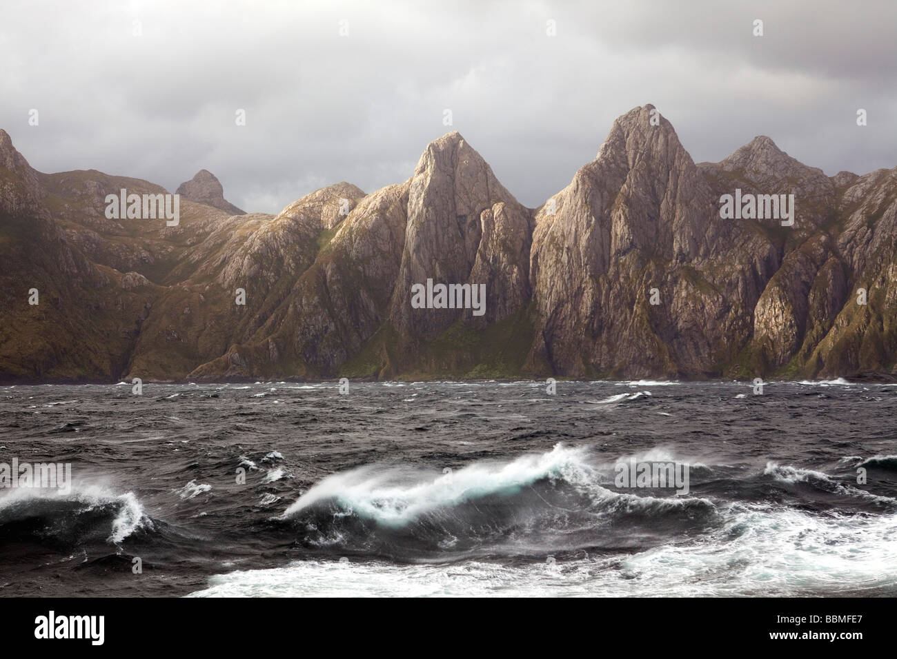 Chile, Tierra del Fuego, Strait of Magellan. Storms and high winds have