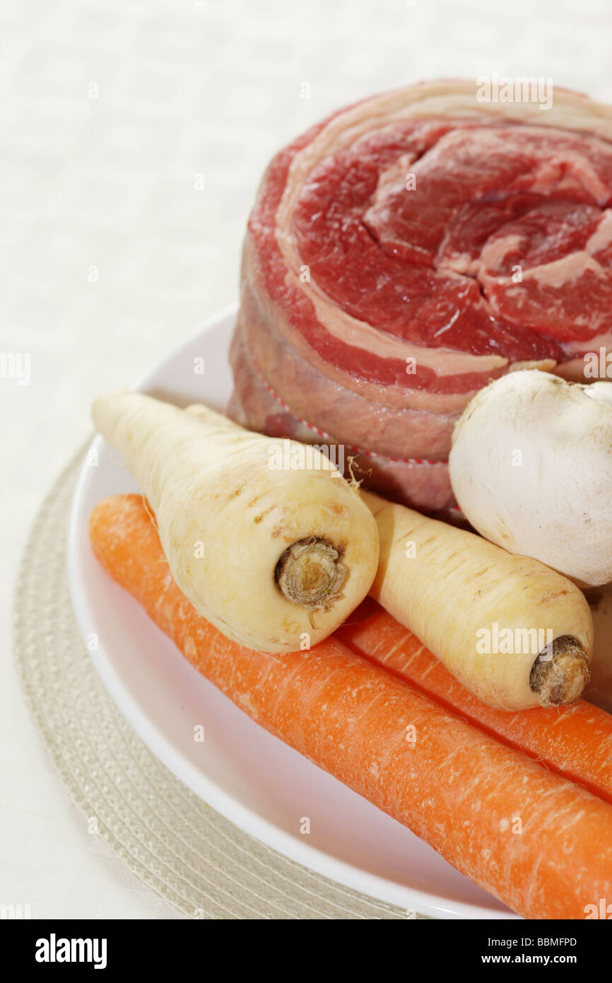 Pot Roast Beef Joint with Vegetables Stock Photo Alamy