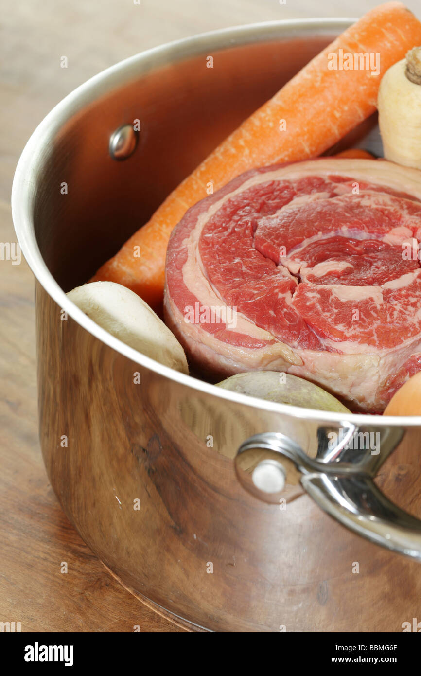 Pot Roast Beef Joint with Vegetables Stock Photo Alamy