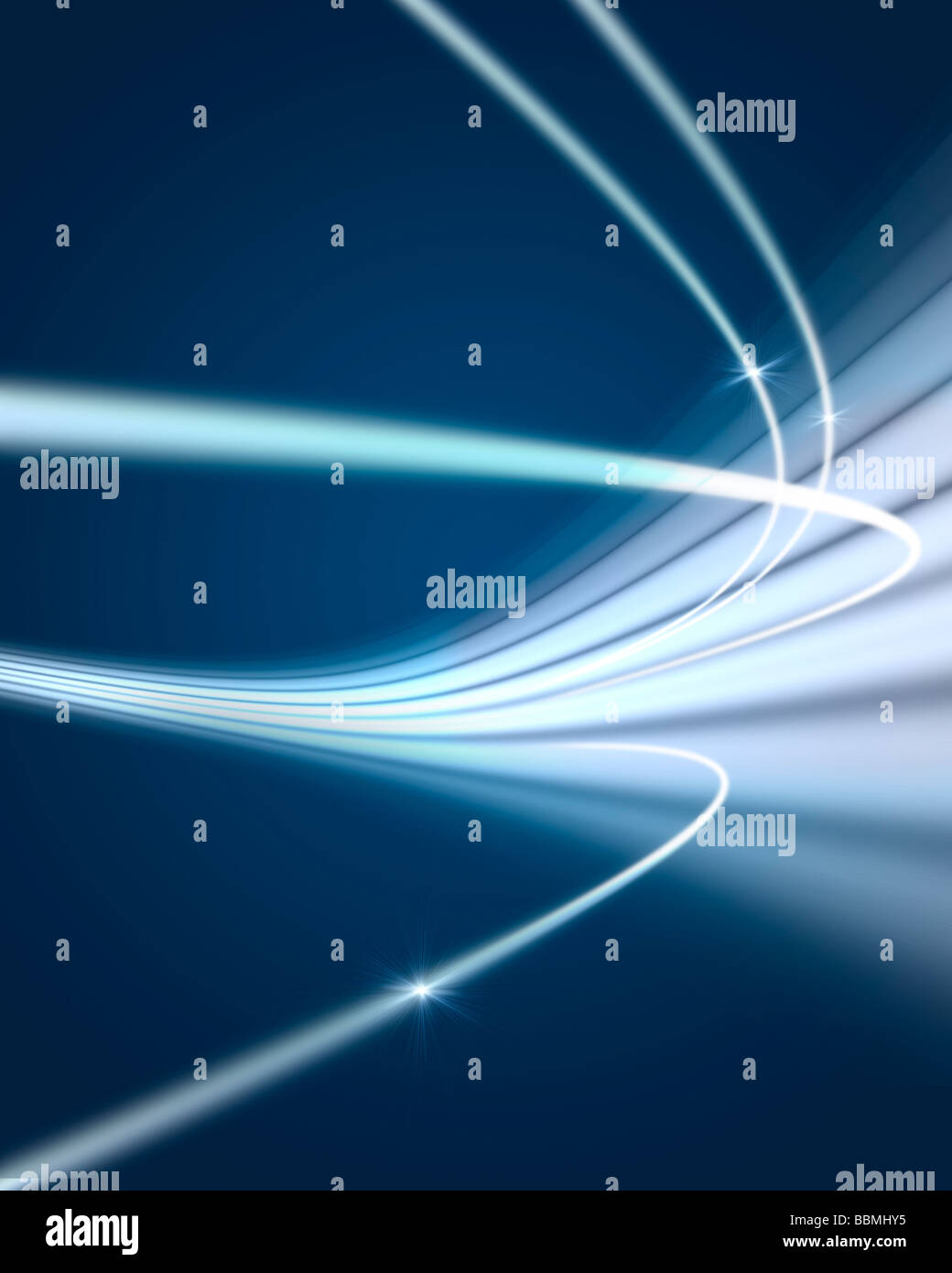 Curved light beam against blue background Stock Photo Alamy